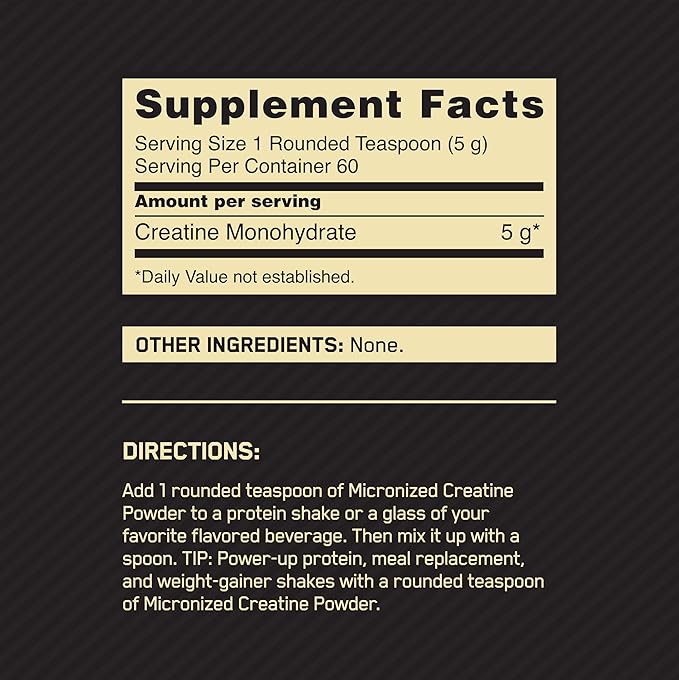 Poudre de créatine micronisée Optimum Nutrition
